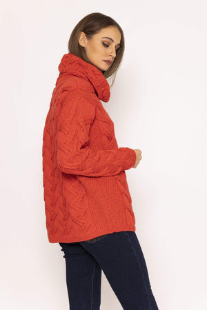 Carraig Donn Turtle Neck Sweater in Orange