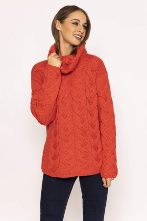 Carraig Donn Turtle Neck Sweater in Orange