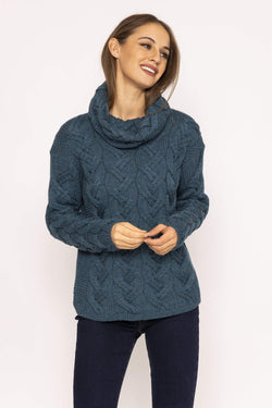 Carraig Donn Turtle Neck Sweater in Teal