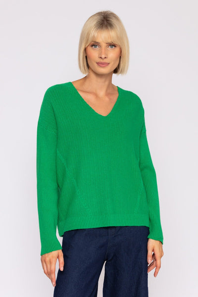 Carraig Donn V-Neck Knit in Green