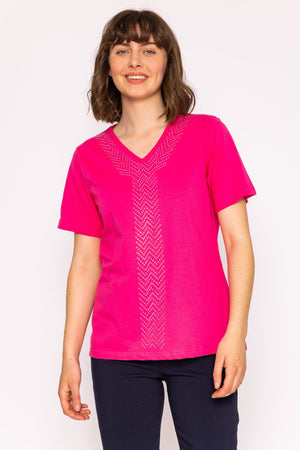 V-Neck T-Shirt in Raspberry