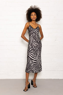 Carraig Donn Valentina Midi Dress in Zebra Print