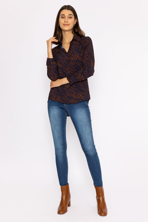 Carraig Donn Viscose Shirt in Navy Animal Print