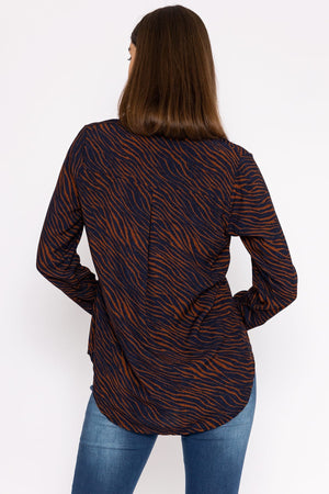 Carraig Donn Viscose Shirt in Navy Animal Print