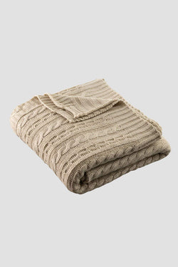 Carraig Donn Warm Grey Aran Knit Throw