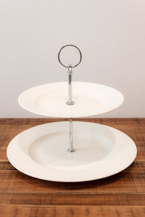 Whiteware 2 Tier Cake Stand