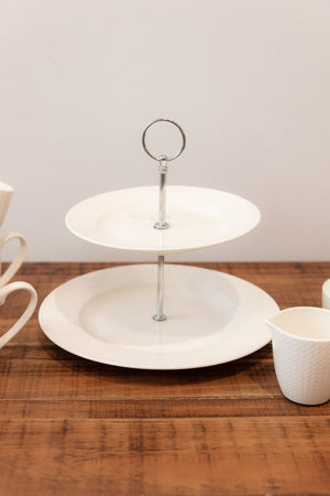Carraig Donn Whiteware 2 Tier Cake Stand