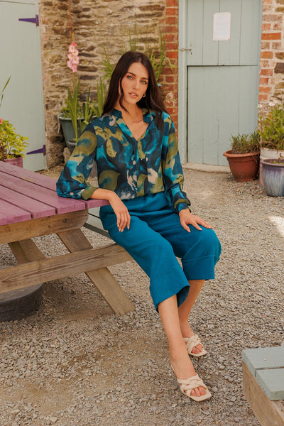 Carraig Donn Wide Leg Suit Trousers in Teal