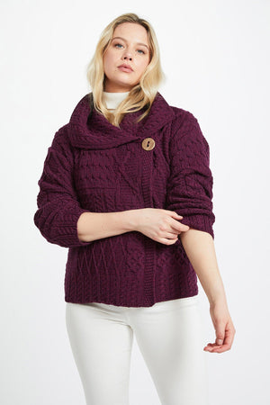 Womens One Button Cardigan in Purple