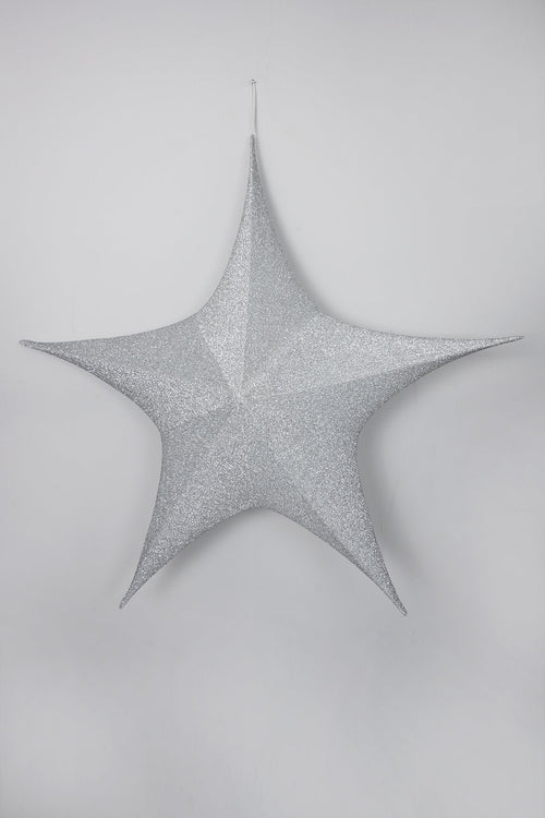 Extra Large Silver Glitter Fabric Star Christmas Decoration