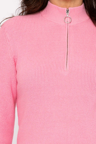 Carraig Donn Zip Neck Knit in Pink